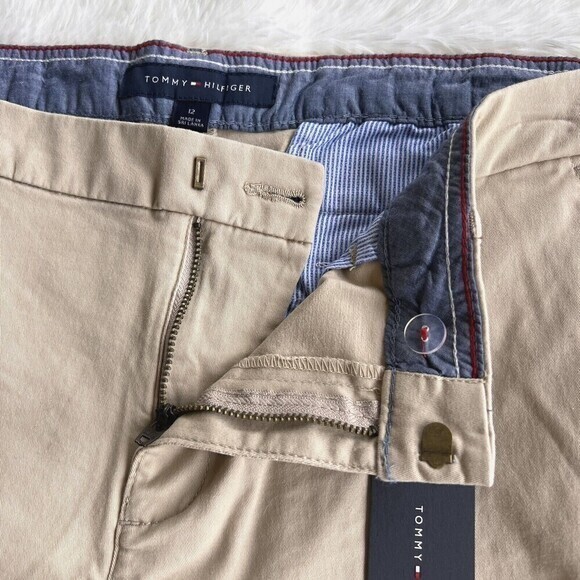 TOMMY HILFIGER Women's Malibu Piping-Trim Shorts Size 12 khaki Cotton/Elastane - Picture 5 of 16